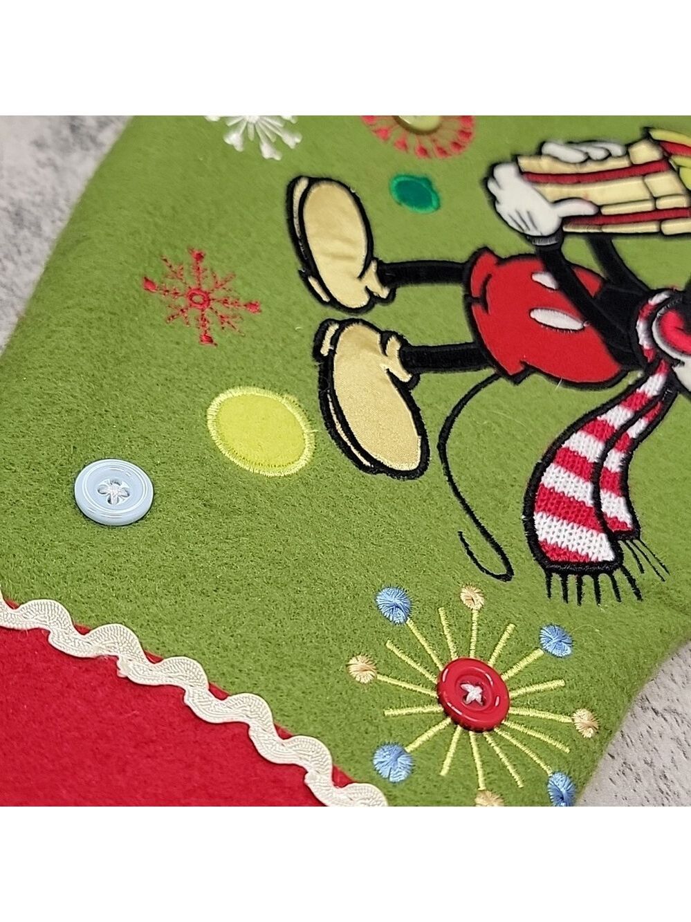 Mickey Mouse Stocking Green Felt Disney Store Retired Embroidered Christmas - Picture 6 of 7